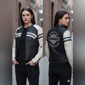 HARLEY-DAVIDSON GENUINE MORTOR UNISEX   LEATHER JACKET SIZE SMALL